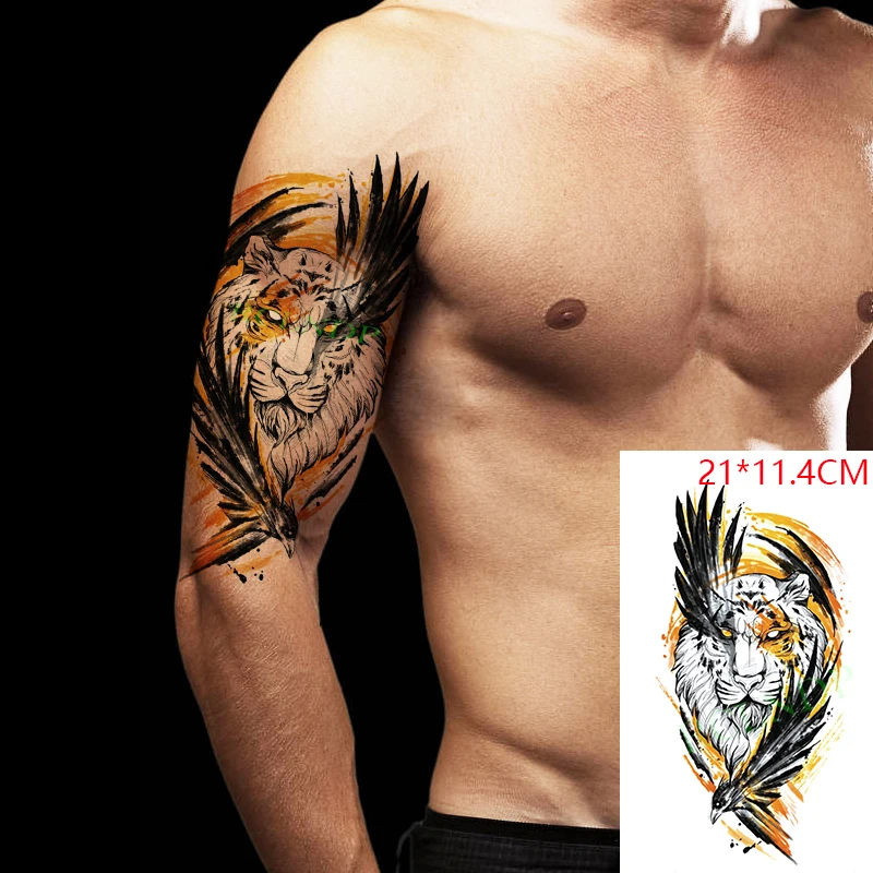 

Waterproof Temporary Tattoo Stickers ferocious Leopard Animal Totem Bird Feather Fake Tatto Flash Tatoo Body Art for Women Men