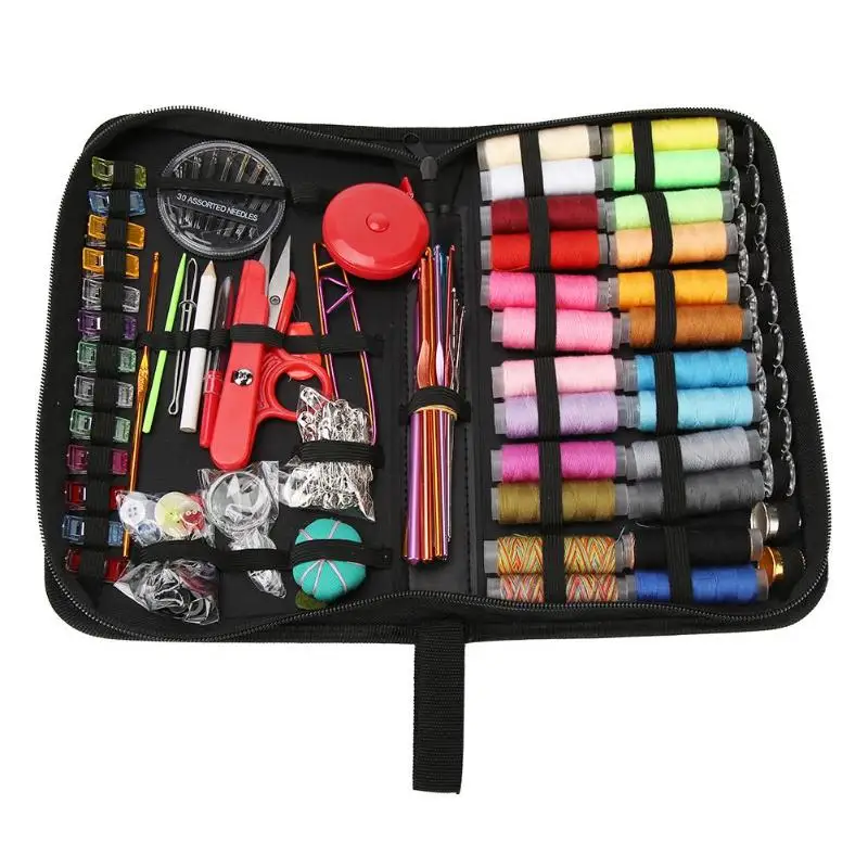 27-282pcs/set Portable Travel Sewing Box Kit Sewing Thread Stitches Knitting Needles Tools Cloth Buttons Craft Scissor Mom Gifts - Цвет: 282pcs