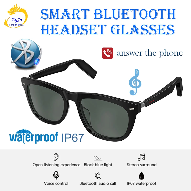 저렴한 E9 스마트 블루투스 헤드셋 안경 오픈 안경, IP67 방수 편광 선글라스, 음악 듣기 및 전화 받기