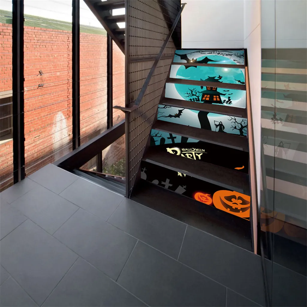 Хэллоуин 3D наклейка ворона надгробная для лестницы Водонепроницаемая Настенная