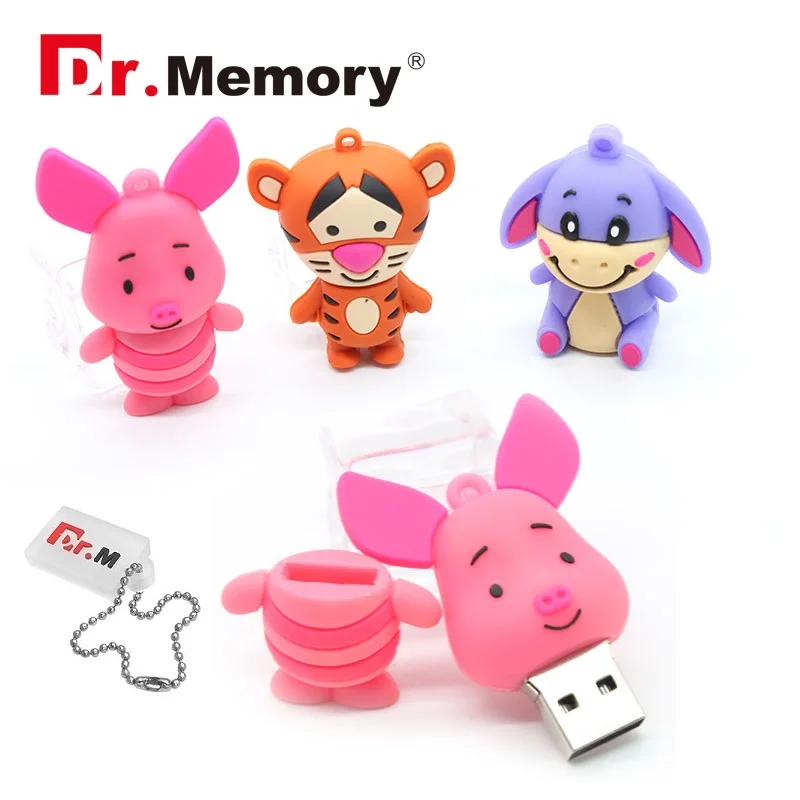 Милые Мультяшные USB флэш накопители 32 ГБ животные свинья кролик накопитель 64