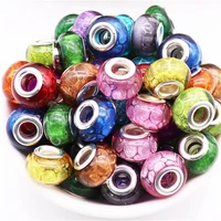10pcs new round loose glitter large hole plastic resin beads fit pandora bracelet necklace chain for women diy jewelry making