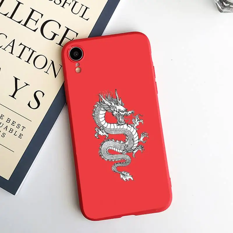 

Chinese dragon animl line Phone Case Candy Color for iPhone 6 7 8 11 12 s mini pro X XS XR MAX Plus
