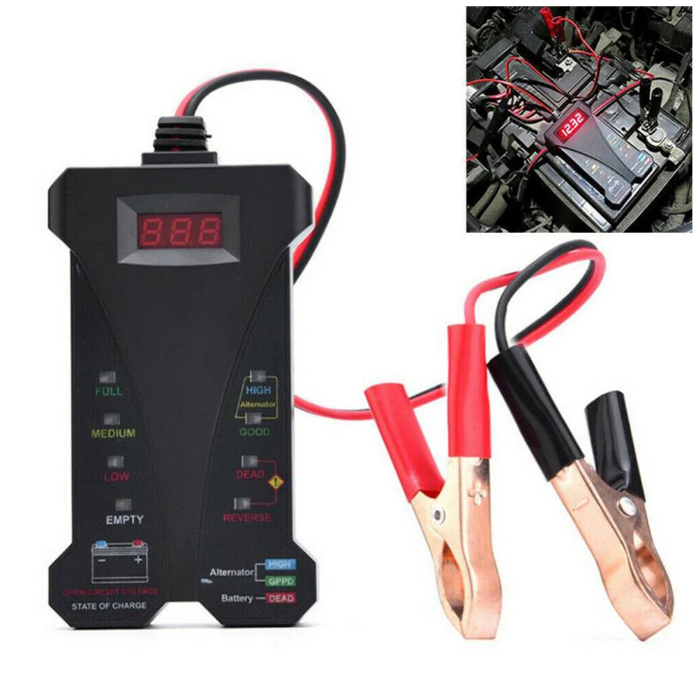 

3 in 1 Car Battery Tester 12V Digital Battery Test Voltmeter Alternator Charging System Analyzer with LCD Display LED Indication