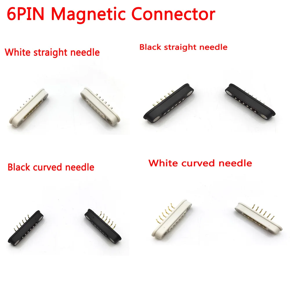 

10set 6Pin Magnetic Pogo Pin Connector 6 Positions Pitch 2.2mm Spring Loaded Header Contact for Charge Data Transfer cable Probe