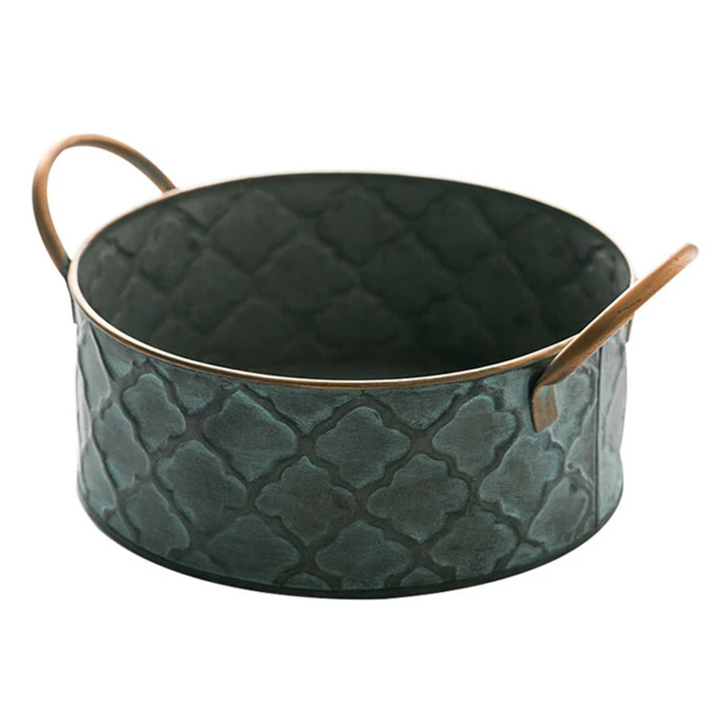 

Iron Bread Basket Retro Antique Style Family Metal Storage Basket Fruit Container Fried Vintage Tray with Handle Decoration