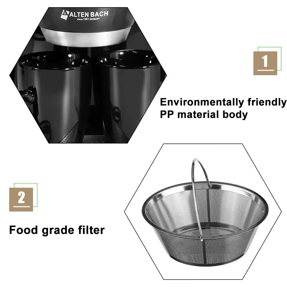 450W Electric Drip Coffee Maker Household Auto Dual Cup Coffee Machine Dual-use American Coffee Tea Machine 110V/220V