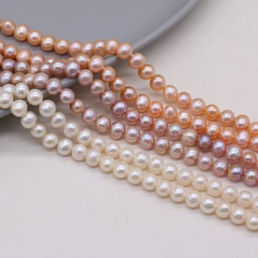 

Natural Freshwater 100%Pearl Quality Round Beads White Orange Purple Loose Pearls For DIY Charm Bracelet Necklace Jewelry Making