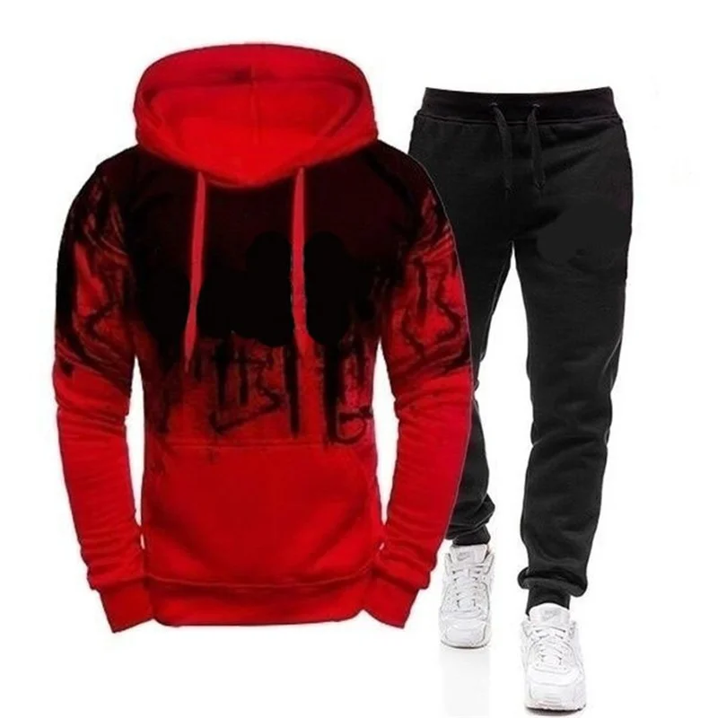 

Men Brand Two Piece Sets Sweatshirt + Pants Outfit Mens Clothing Tracksuit Casual Hoodies and Sweatpants Set For Male Sportswear