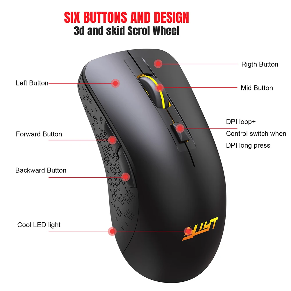 

Rechargeable Computer Mouse Dual Mode Bluetooth 4.0 +2.4Ghz Backlight Wireless Mause 2400DPI Optical Gaming Mouse Gamer Mice