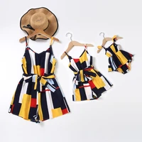 striped overalls one piece mother daughter matching dresses family set mom baby mommy and me clothes tank woman girls jumpsuits