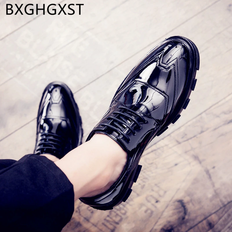 

Туфли-оксфорды мужские из лакированной кожи, классические, для выпускного вечера