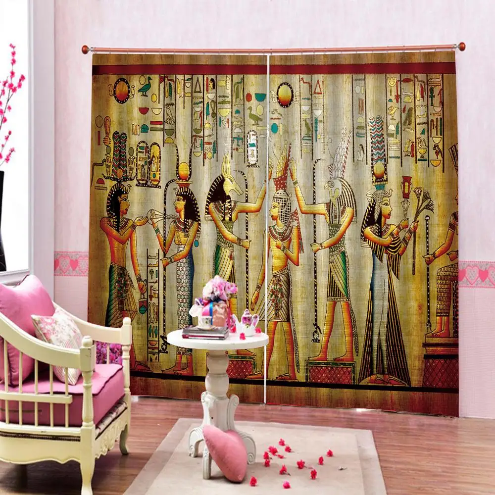 Europe 3D Curtain Luxury Blackout Window Curtain Living Room people curtains yellow curtain