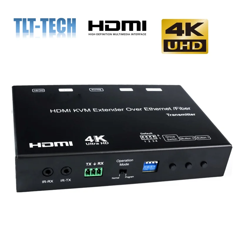 Digital 4K HDMI USB KVM Extender/Matrix Extender Over Single Cat5e/6 Cable up to 390ft / Optical Fiber up 37 Mile KVM Extender