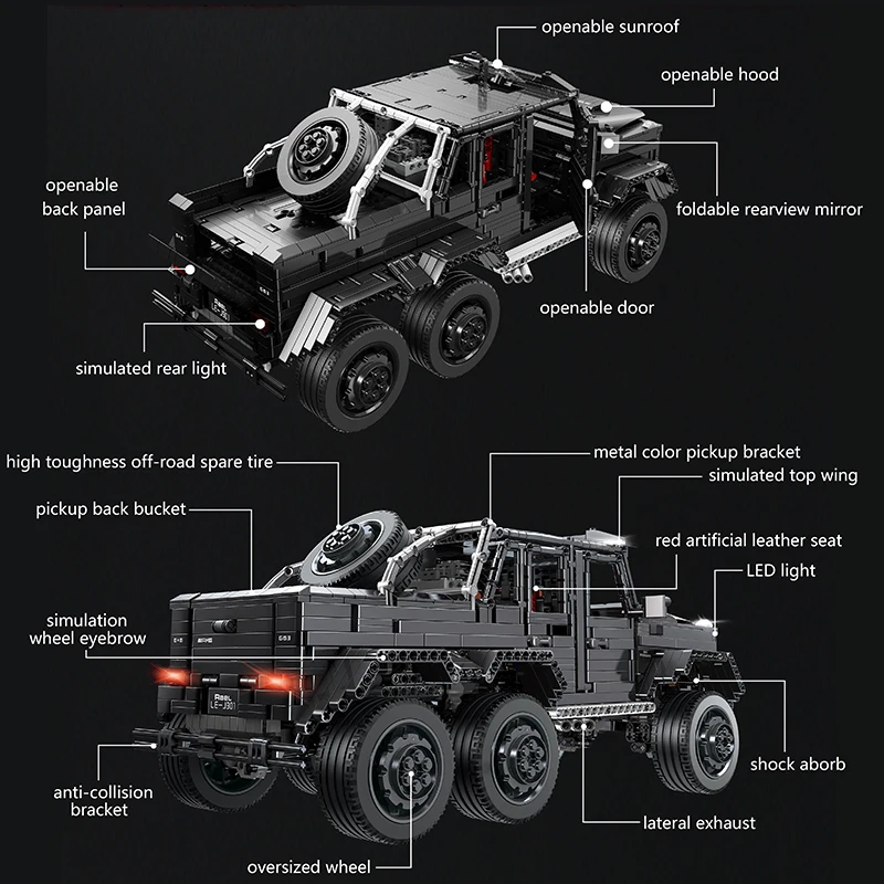 1:8 Benz внедорожный 6x6 LAND CRUISER RC автомобиль 3300 шт. Technic создатель города строительные блоки кирпичи игрушки подарки для детей