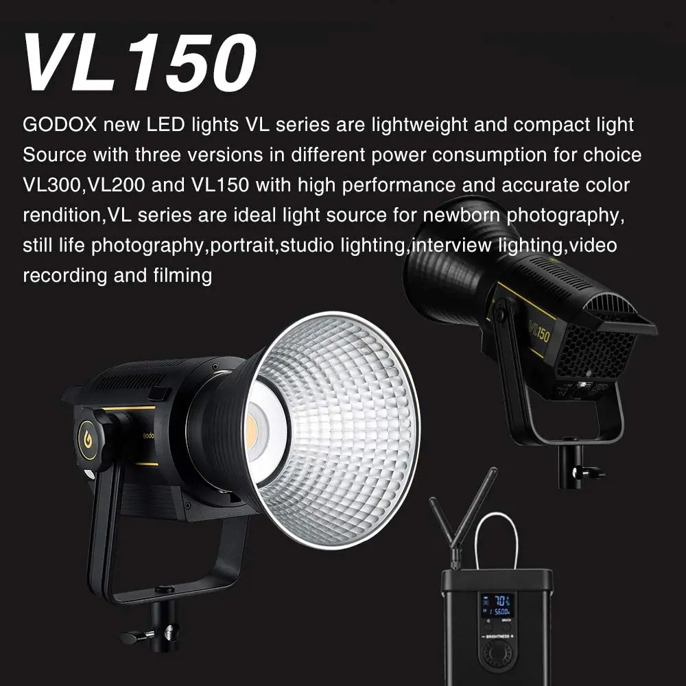 Godox VL150 светодиодный видео светильник 150W 5600 к Bowens непрерывное ультратонкое