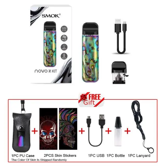 NOVO 2 7-Color Shell SMOK Novo 2 комплект 800 мАч батарея электронная сигарета вейп мини Vape с картриджем Pod катушки атомайзер S NORD PRM40 - Цвет: NOVO 2 7-Color Shell