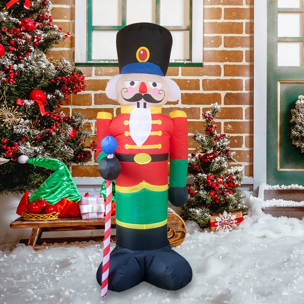 

2.4 M Christmas Inflatable Model Nutcracker Soldier with Light for Garden Lawn Party Decoration Stake Props Household Accessory