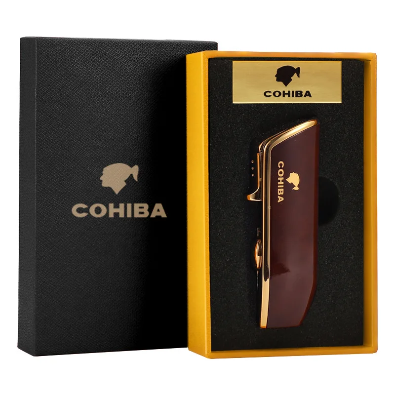 COHIBA зажигалка для сигар 3 струи пламени газофонарь Бутановая Зажигалка резак