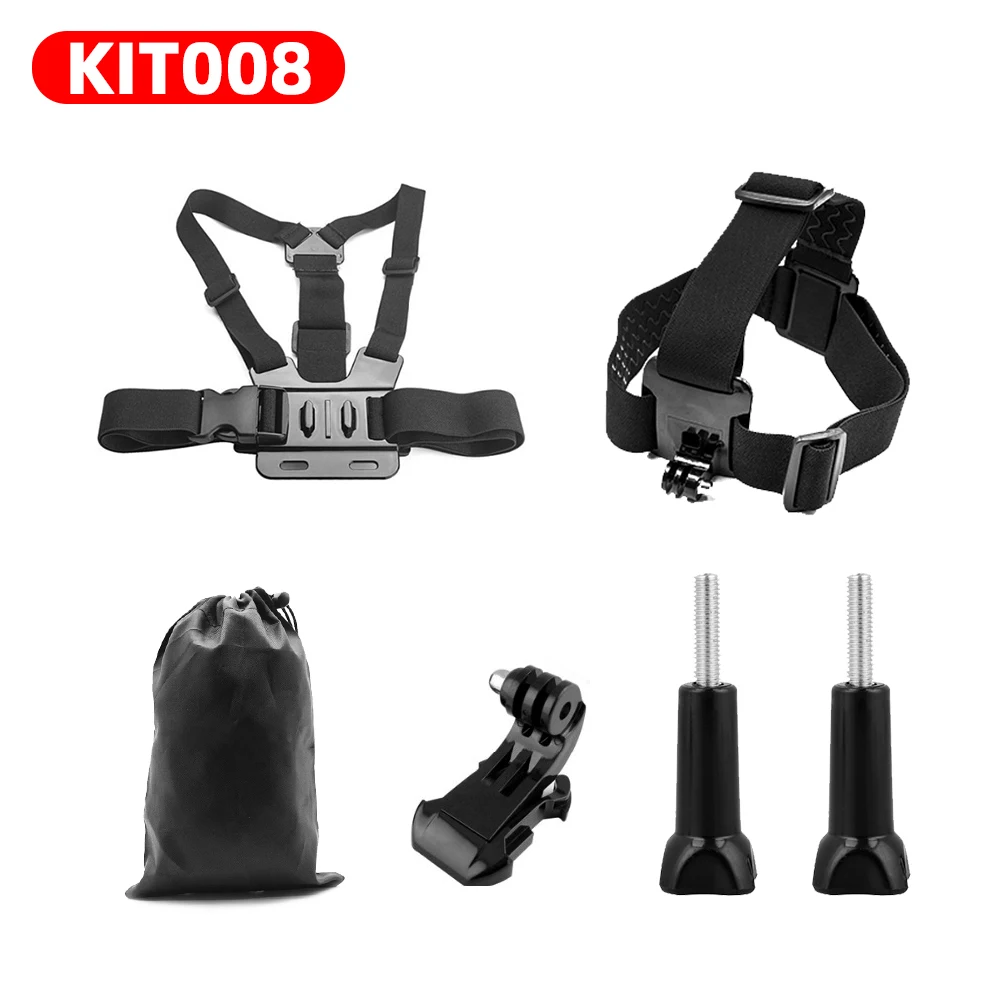 KIT008 Для GoPro hero 7 6 5 4 3+ экшн спортивные аксессуары для видеокамеры комплект селфи палка для SJCAM Xiaomi Yi 4k mijia Сумка Для Хранения Чехол - Цвет: KIT008