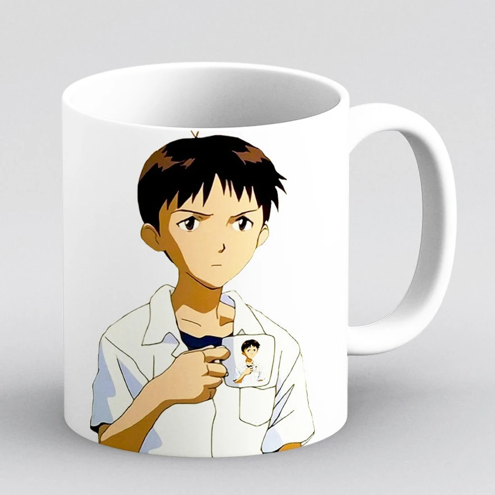 Shinji Holding A Mug Text Anime Breathable Male 11oz High Quality Creative Design Top Promotion Cup Friends Gift | Дом и сад