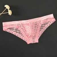 sissy panties striped mens convex pouch briefs low waisted underwear underpants fashionable replace soft thin transparent appeal