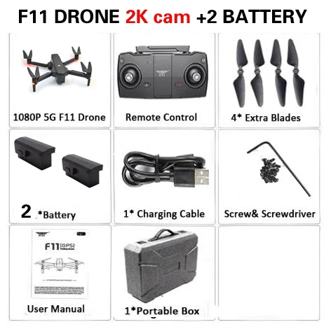 2battery 2Kbag2 SJRC F11 Дрон с GPS с Wi-Fi FPV 1080 P/2 K камера бесщеточный Квадрокоптер 25 минут время полета управление жестами складной Дрон Vs CG033 - Цвет: 2battery 2Kbag2