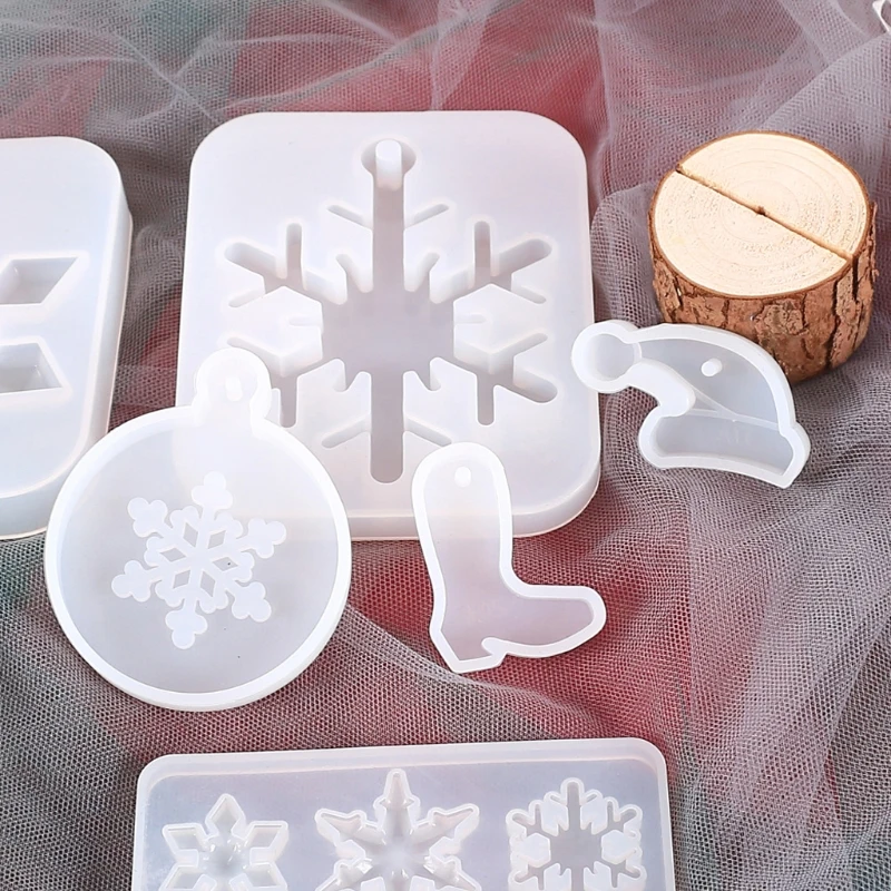 

14Pcs Christmas Tree Snowflake Mold Christmas Silicone Epoxy Resin Pendant Mould