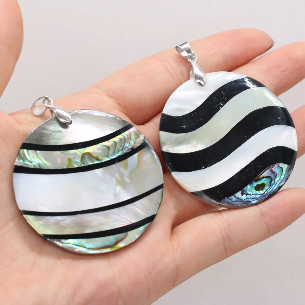 

3 Kinds Natural Freshwater Shell Abalone Shell Pendant With Striped Pattern DIY for Jewelry Making Necklace Accessories Gift