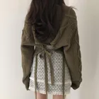 Женский винтажный свитер в стиле Харадзюку, короткий топ на шнуровке, пикантный пуловер в Корейском стиле с V-образным вырезом и длинным рукавом, Осенние однотонные вязаные джемперы