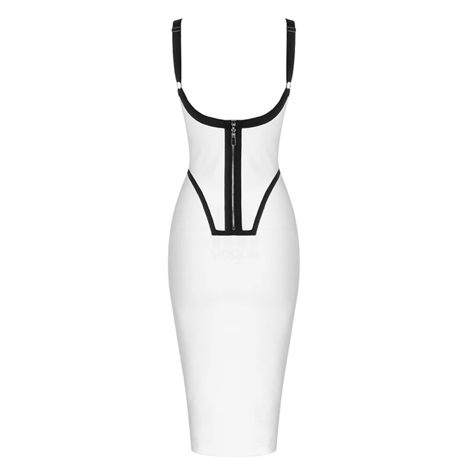 

2021 New Sexy White Spaghetti Strap Bodycon Bandage Women's Dress Party Club Celebrity Summer Wearing Elegant Dress vestido