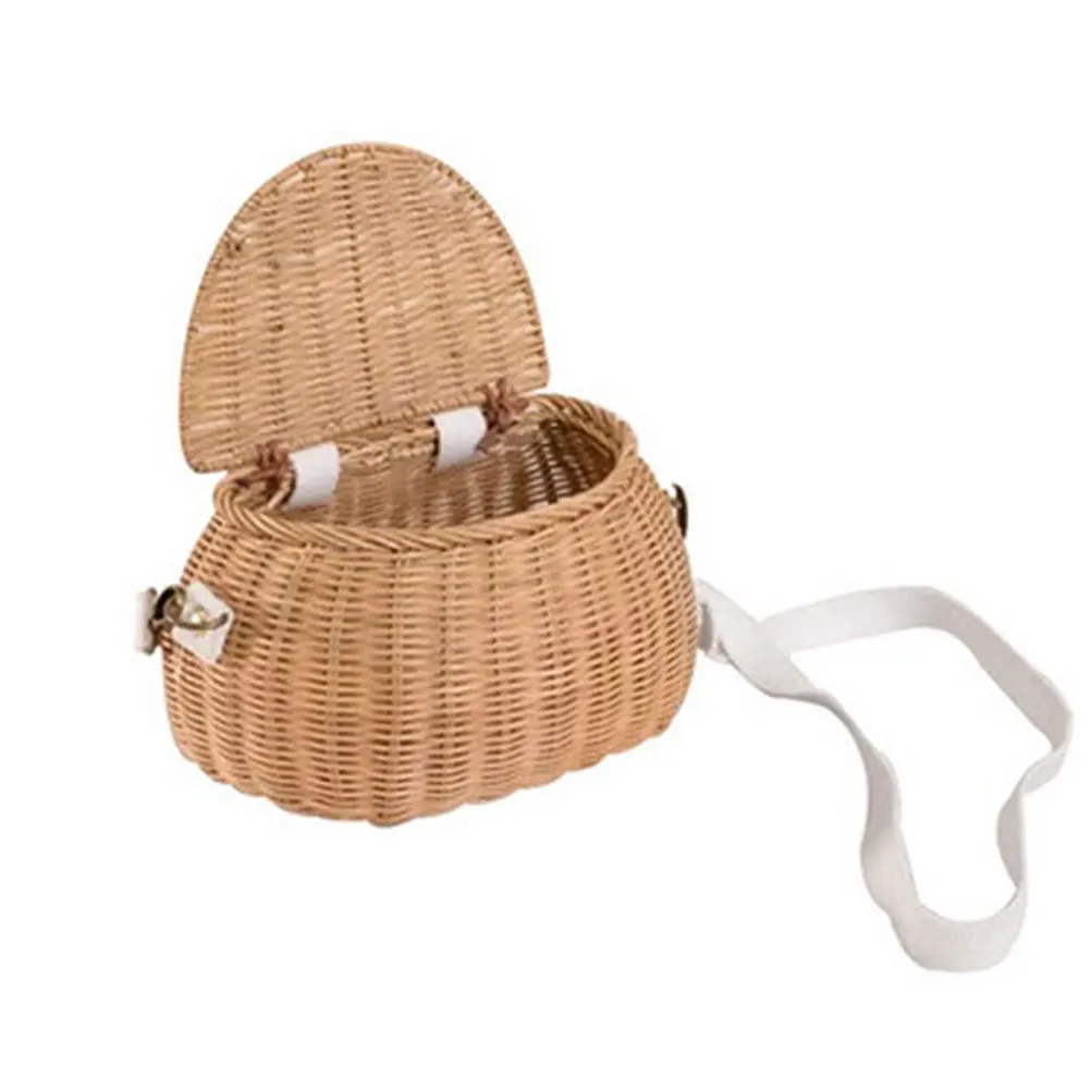 

Adjustable Strap D Shaped Hanging Shopping Universal Bike Basket Portable Storage Backpack Large Capacity Vintage Wicker
