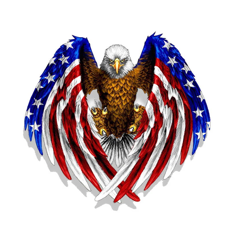 

16CM*15CM Car Sticker USA Bald Eagle USA American Flag PVC Funny Decal
