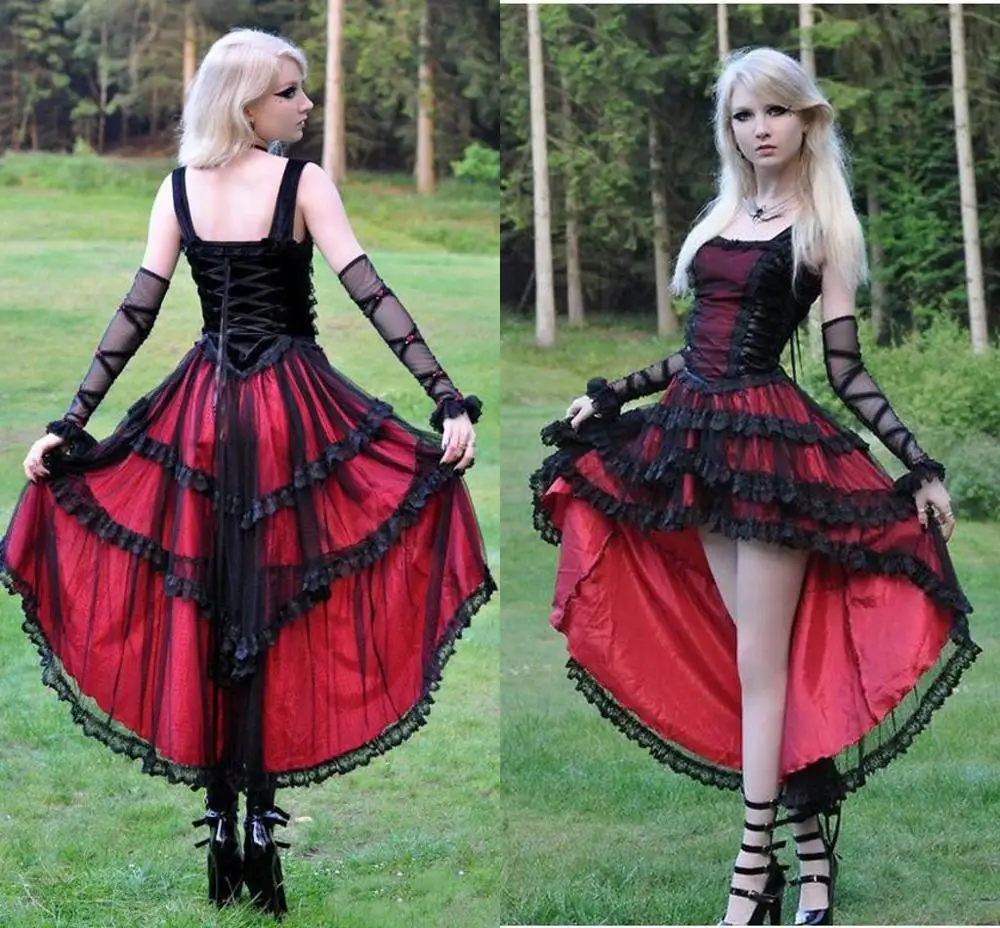 Красные и черные платья для выпускного вечера винтажный Ретро корсет на шнуровке