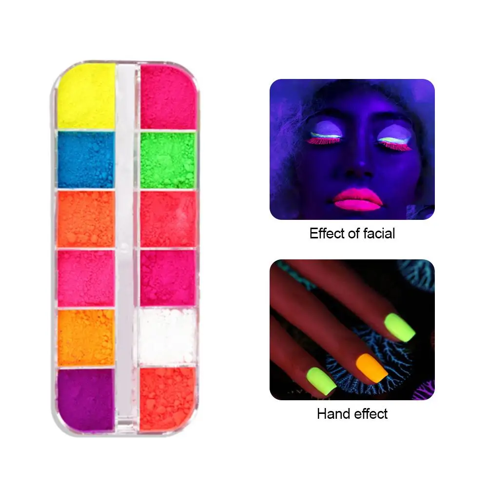1pcs Rainbow Pure Color Nail Glitter Powder Fluorescent Neon Phosphor Effect Dust Art Pigment Party Decoration | Красота и здоровье