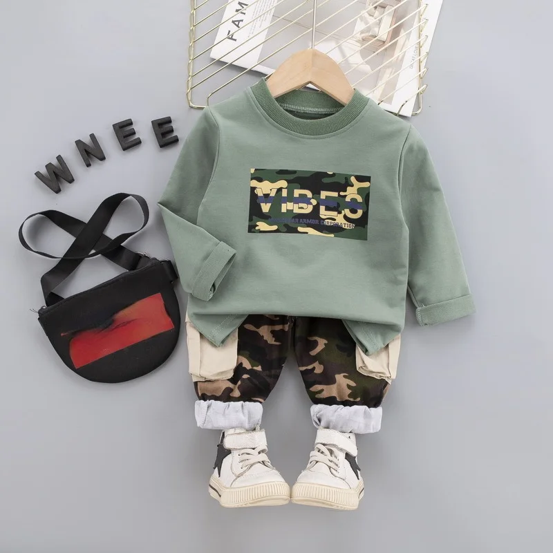 

Baby Girls Boys Fashion Camouflage Clothes T-shirt jeans 2Pcs/sets Toddler Casual Clothes Kids Cartoon Tracksuits