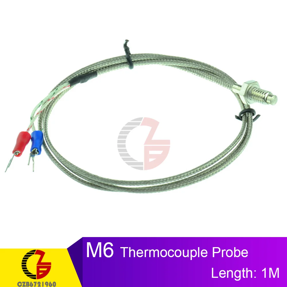 

Терморегулятор PT100 M6 M8 K типа винтовая термопара, датчик температуры из нержавеющей стали с зондом 0-800C, 1 м/2 м