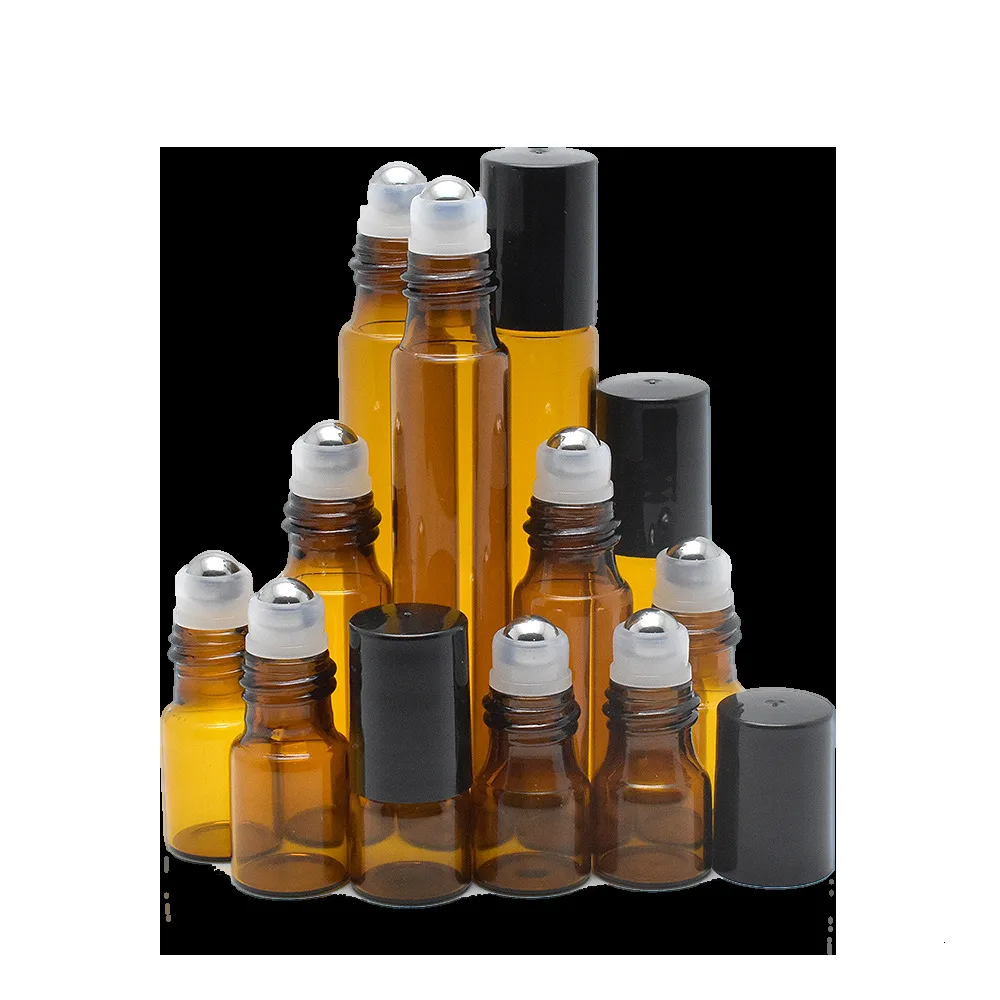 5 шт. 1 мл 2 3 Янтарный рулон на ролике Бутылочки для эфирных масел контейнеры