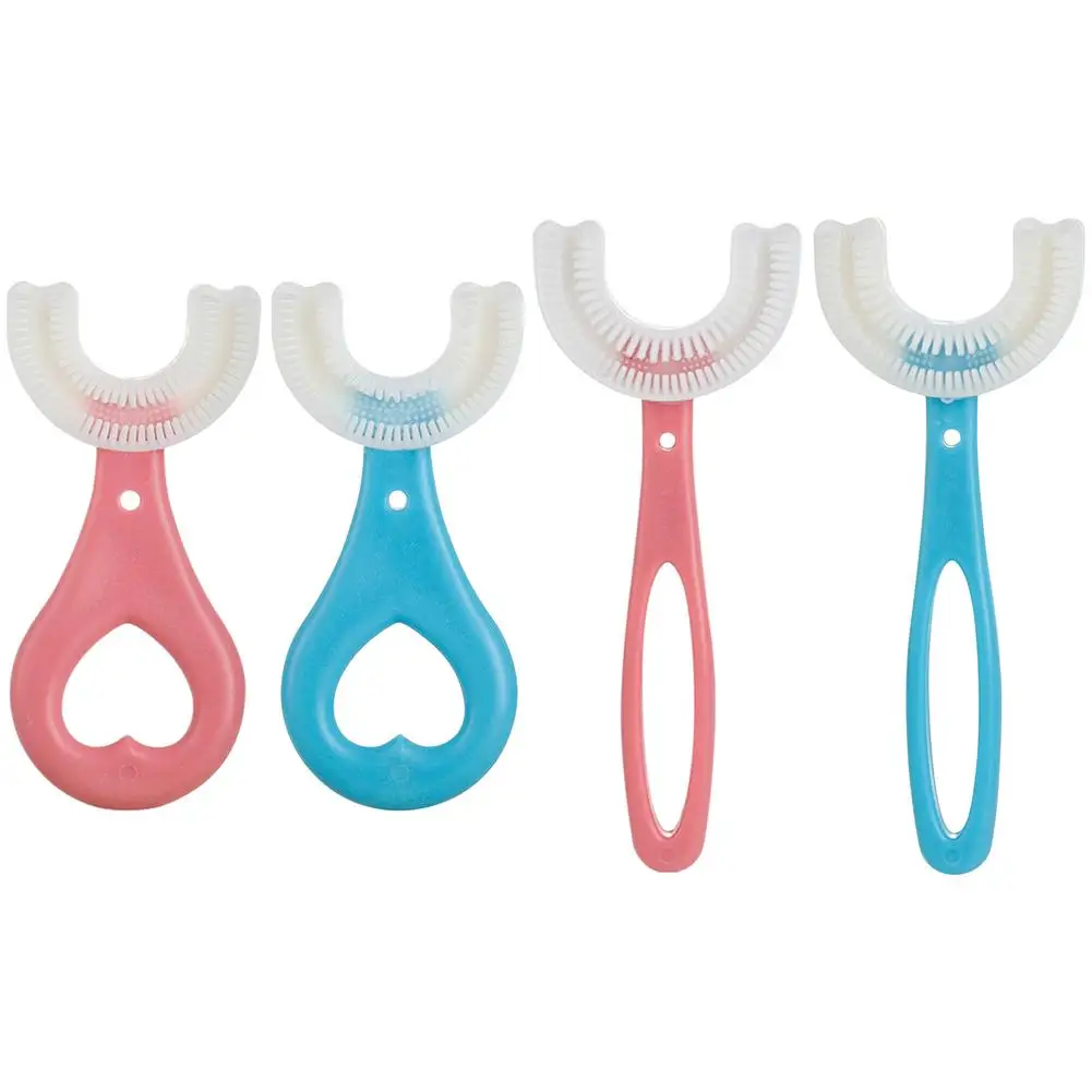 Cepillo de dientes de silicona en forma de U para beb&eacute;s, 2-12 a&ntilde;os, limpieza y cuidado sencillo-0