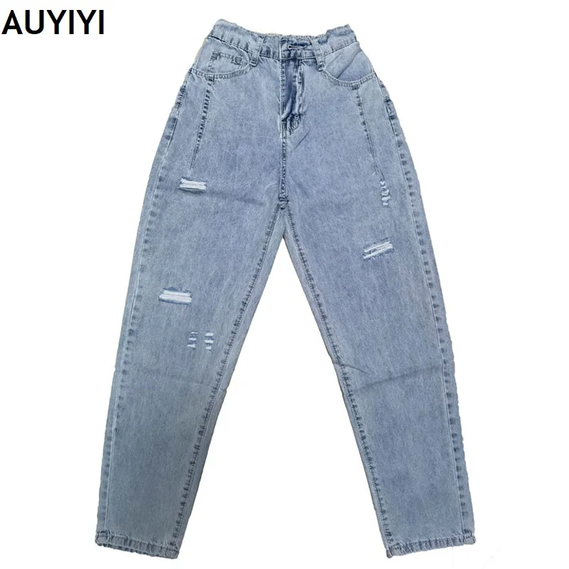 

Fashion women's summer thin section 2021 new high-waist stretch nine-point straight-leg pants loose and thin denim harem pants