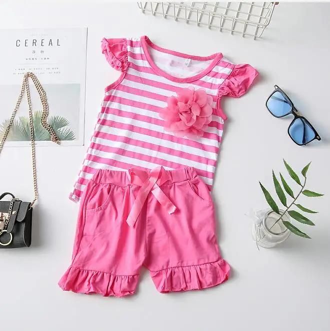 PINK Комплекты одежды г.; летняя одежда для маленьких девочек; комплекты из 2 предметов; детская одежда для девочек; Спортивный костюм для девочек; одежда для детей - Цвет: PINK