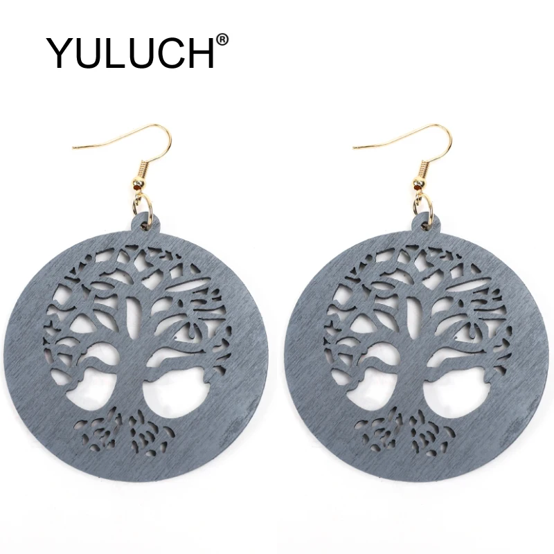 YULUCH Этнические женские большие серьги Модные ювелирные изделия поп пустое