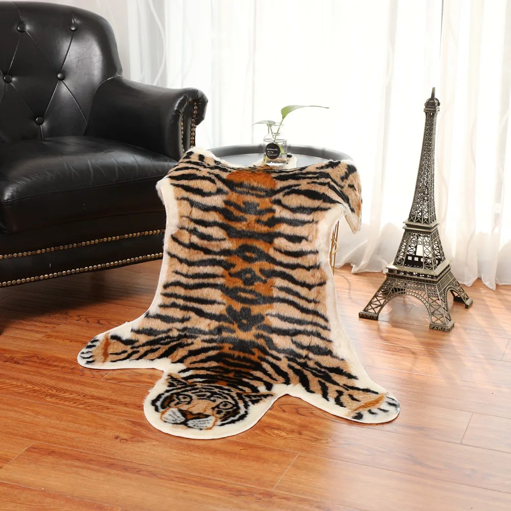 

Tiger Gedrukt Tapijt Koe Luipaard Tijger Gedrukt Koeienhuid Faux Huid Lederen Antislip Antislip Mat 94X100Cm Animal Print tapijt