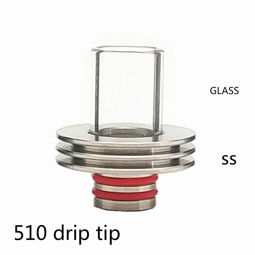 

Drip for vape510 Stainless steel + glass combination Dissipate heat drip tip for Goblin Mini V1 V2 V3 drip tip 510 atomizer