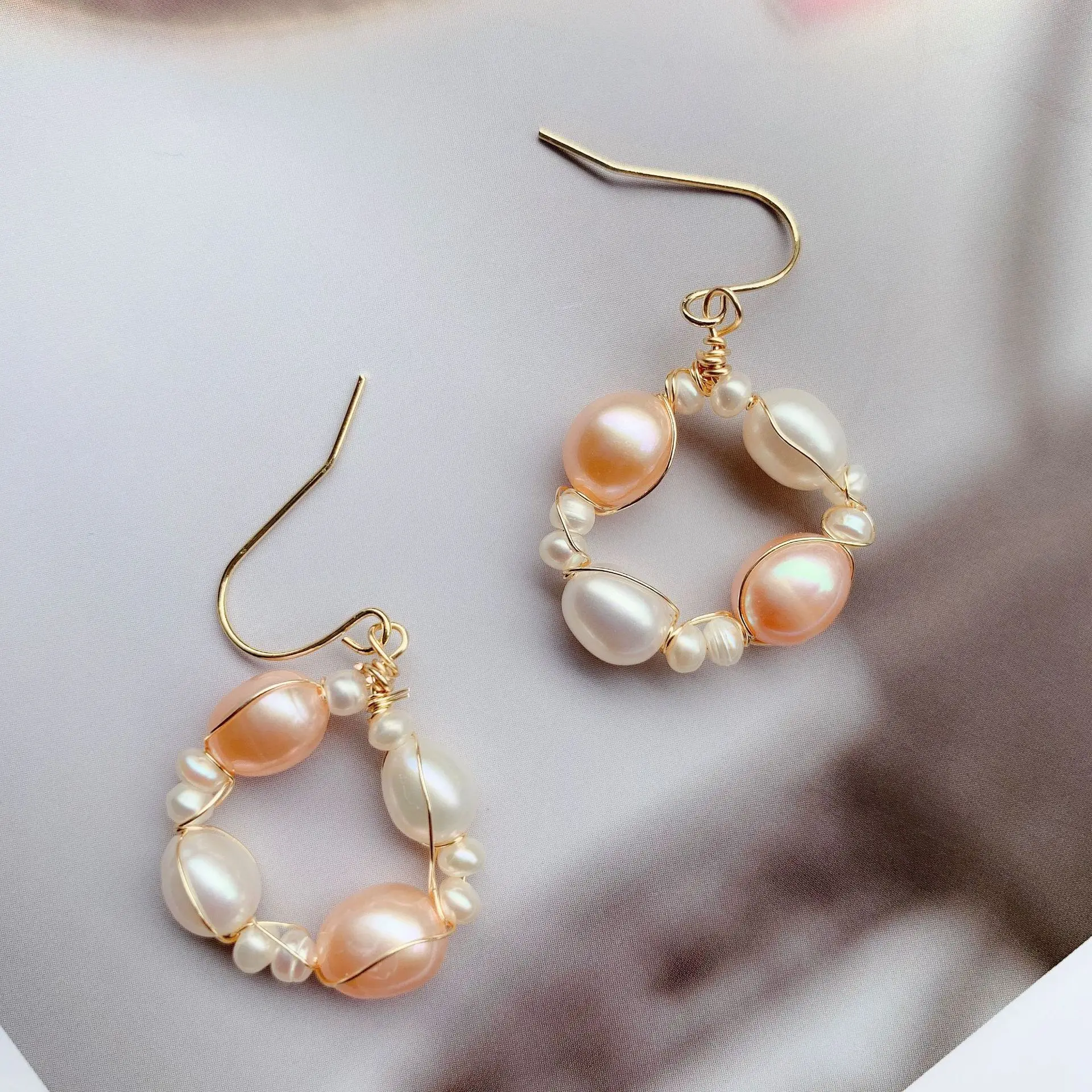 Золотые Винтажные серьги из натурального жемчуга в Корейском стиле для женщин