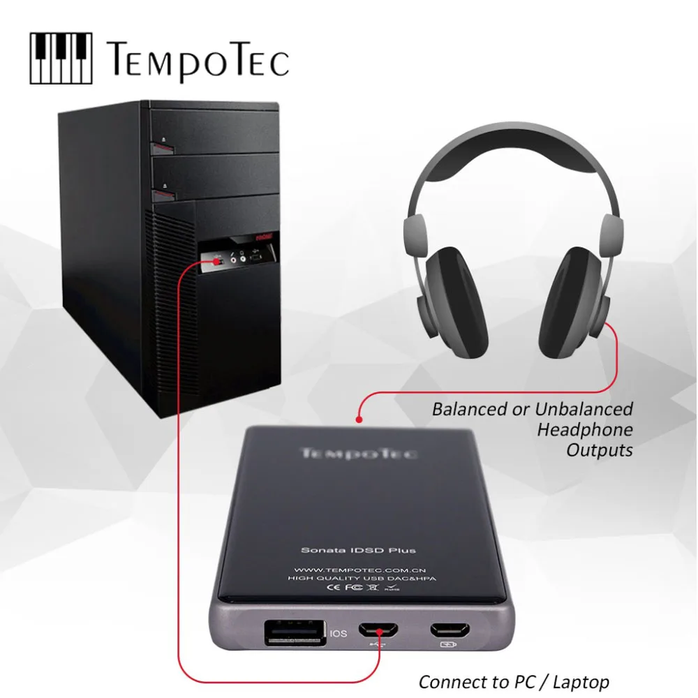 

TempoTec Sonata iDSD Plus USB DAC AMP True Balanced HiFi Audio Headphone Amplifier Dual DAC DSD Support PC MacOSX Android iPhone