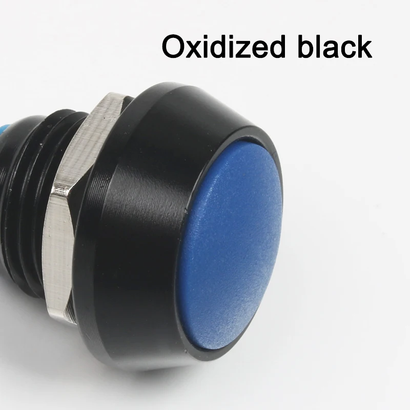 Oxidized black 12 мм водонепроницаемый мгновенный 1NO купольный кнопочный переключатель штырьковые ножки/винтовой терминал самосброс Кнопка глинозема черная кнопка ВКЛ-ВЫКЛ - Цвет: Oxidized black