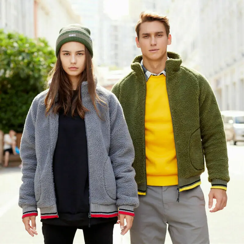 Куртка мужская и женская из искусственного меха на флисовой подкладке с длинным