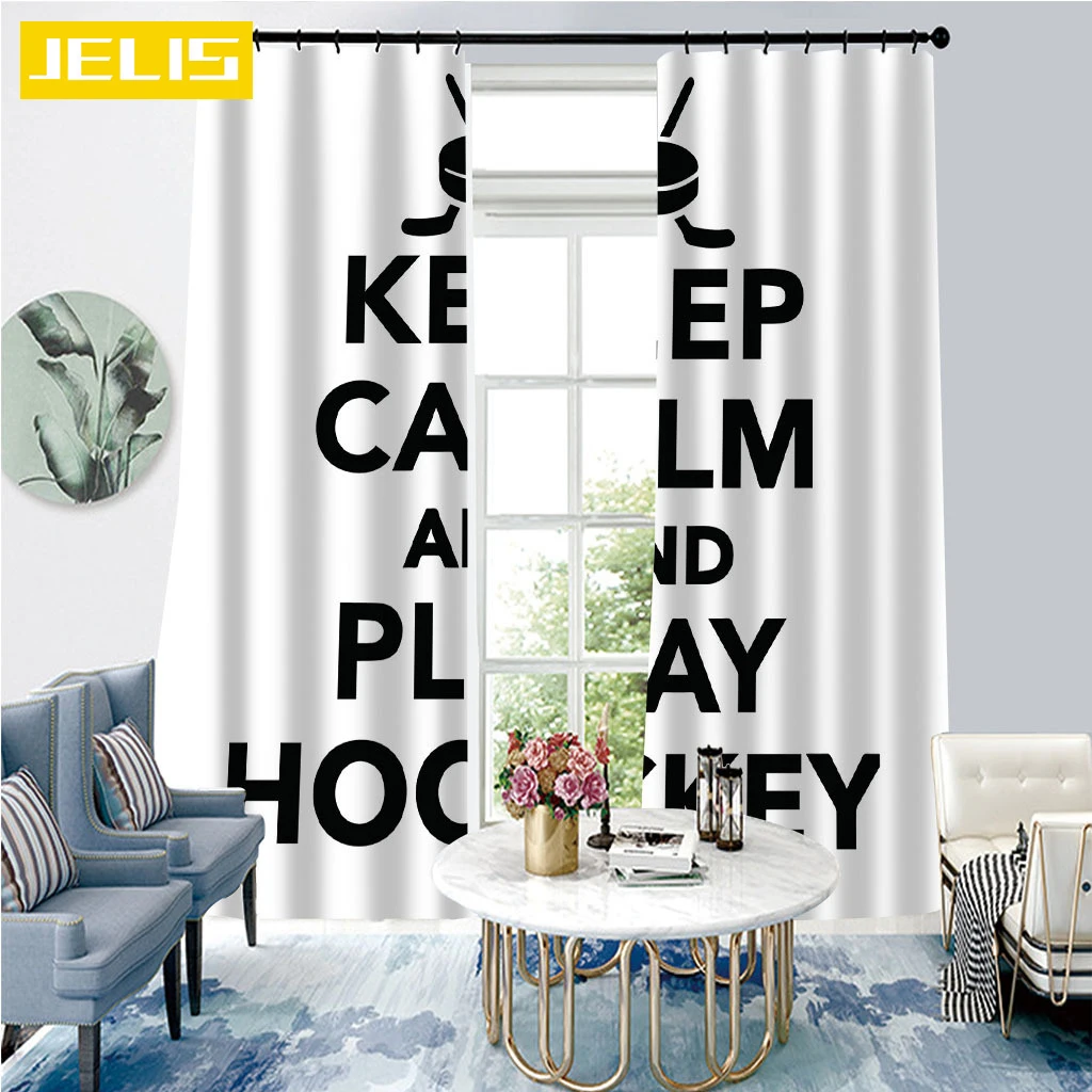 

3D Printing Black and White Letters Blackout Curtains for Living Room Bedroom Window Curtains Personalized Custom Home Textiles