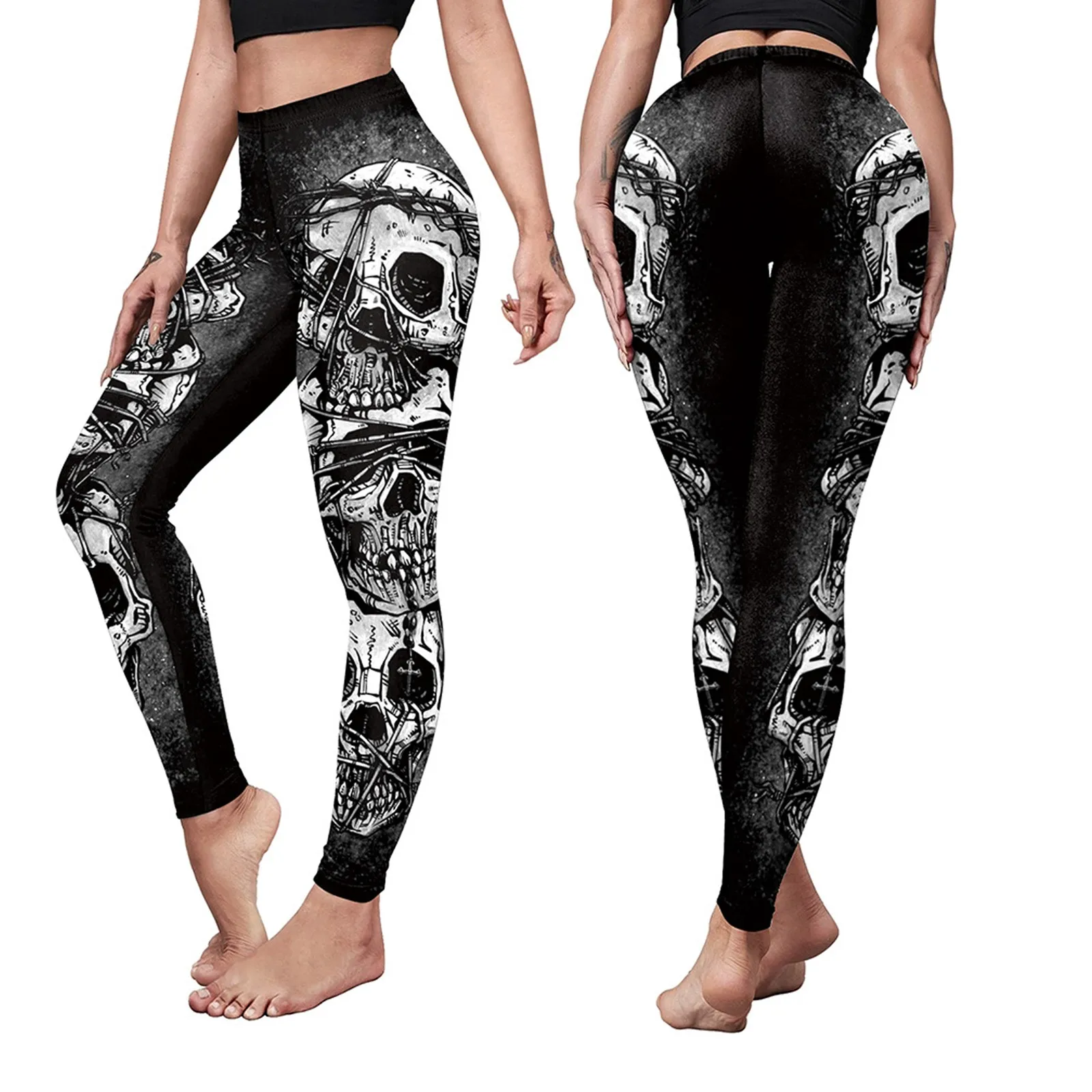 Женские облегающие брюки с принтом черепа на Хэллоуин|Брюки| |